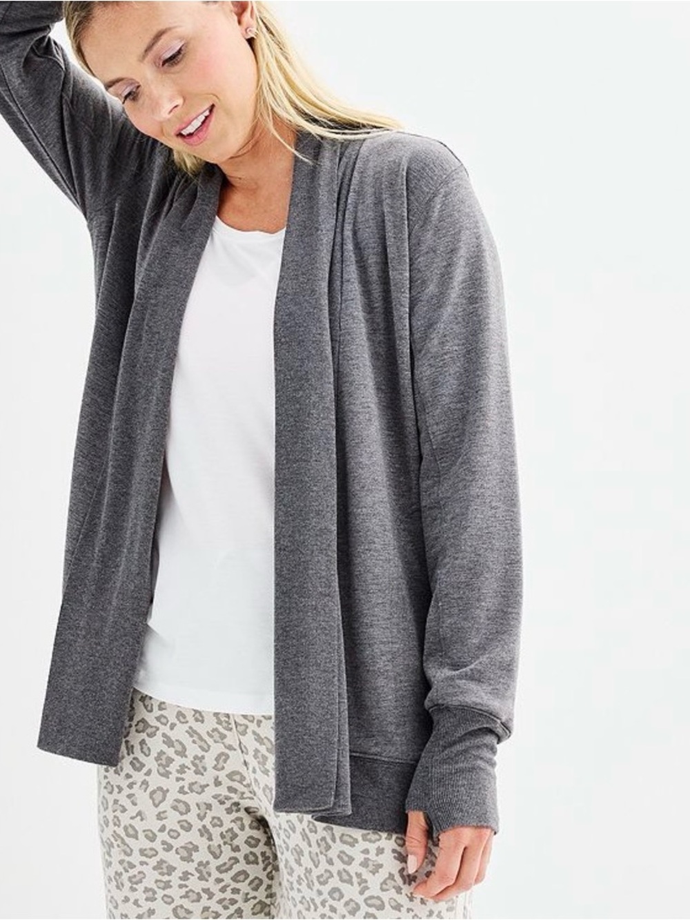 Tek Gear Women’s French Terry Charcoal Gray Open Front Cardigan Wrap EUC Size L - Picture 9 of 9
